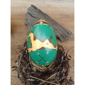 Vintage Southwestern Style Painted Goose Egg Ornament, First Nations Folk Art